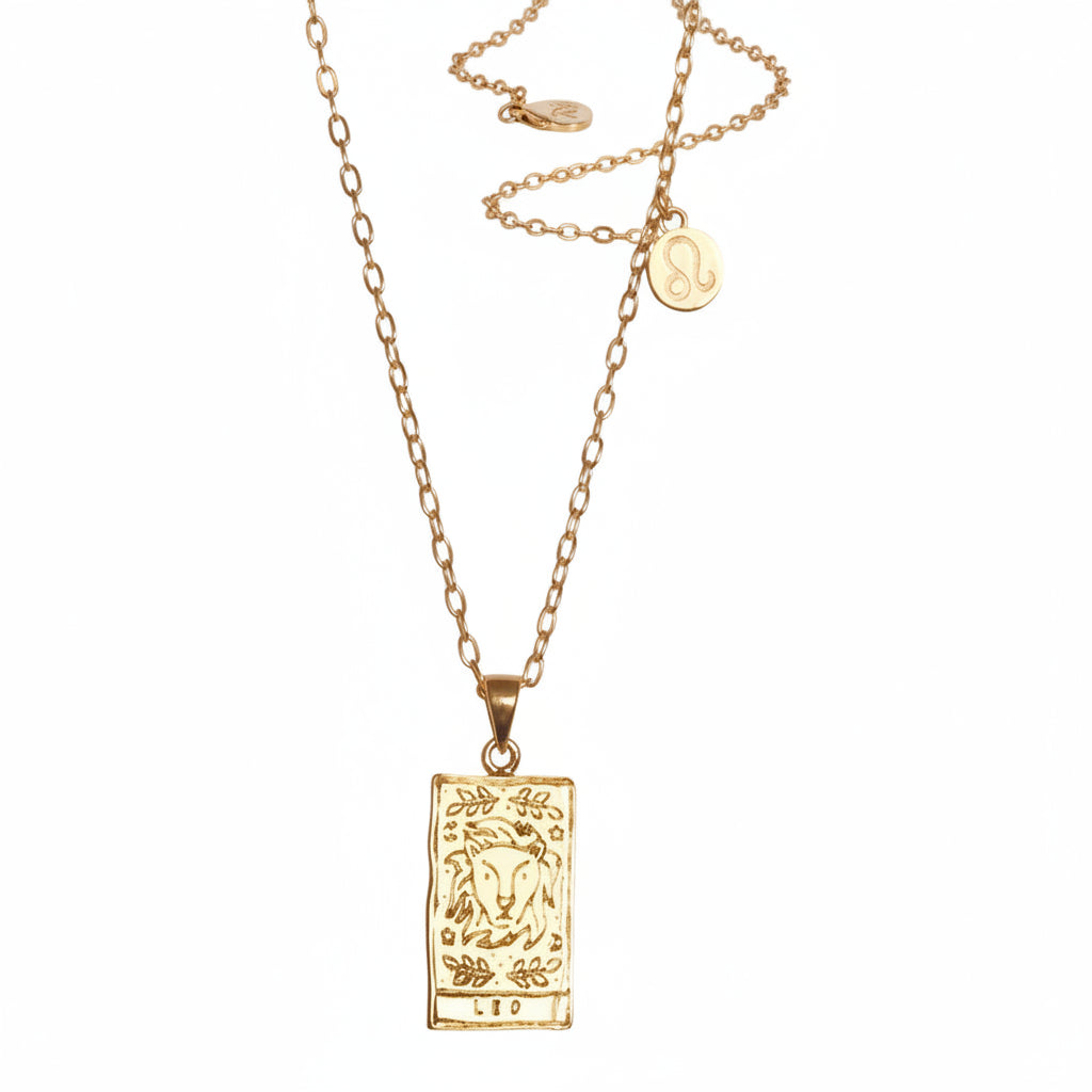 Collar del zodiaco personalizado en acero chapado en oro - SixJeys