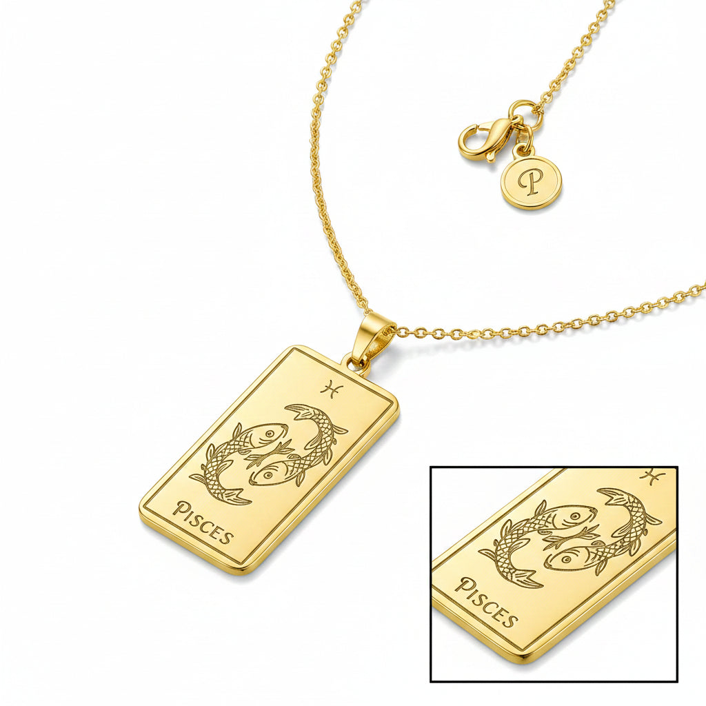 Collar del zodiaco personalizado en acero chapado en oro - SixJeys